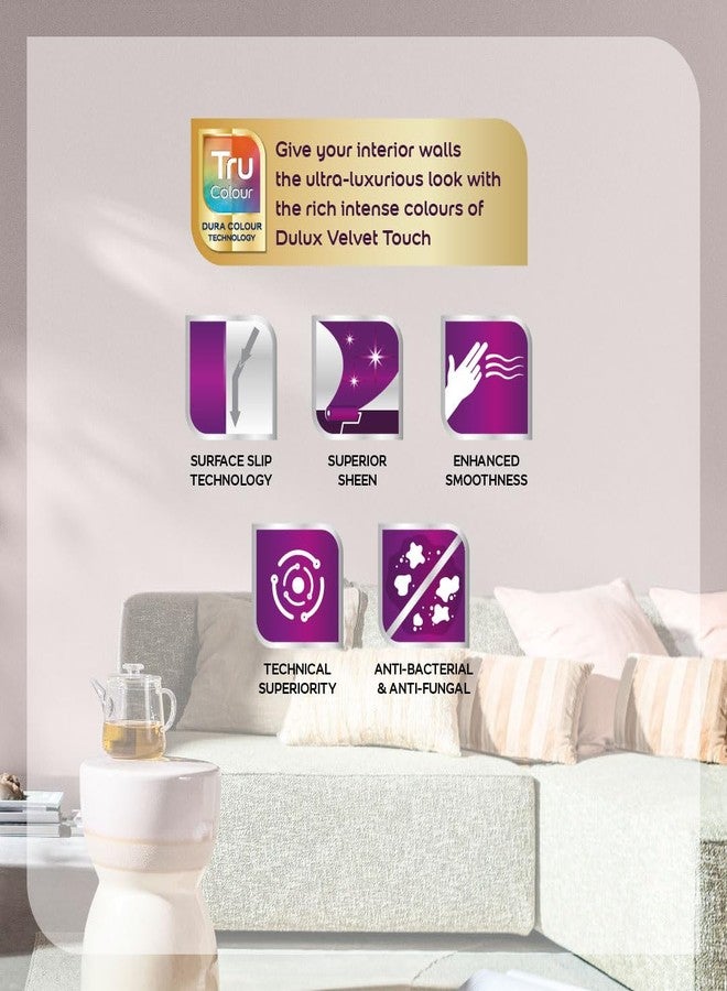 ديولكس دهان دولوكس دايموند جلو سوبر بريميوم الداخلي للجدران مع ضمان لمدة 6 سنوات | دهان قابل للغسل ومتين | ألوان غنية، كثيفة، وناعمة (1 لتر، أبيض) - Image 2